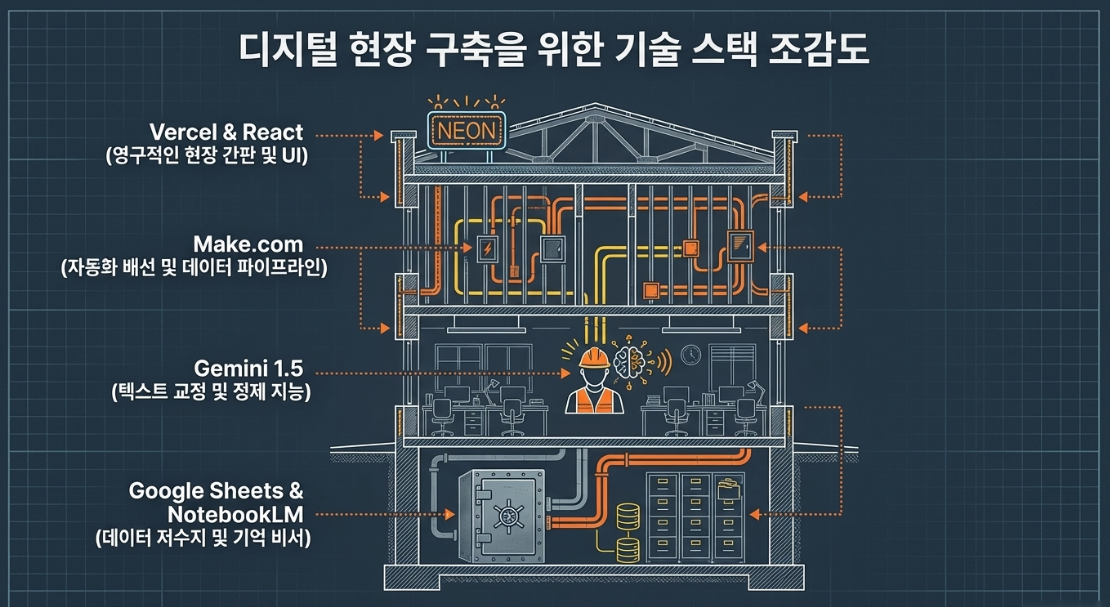 디지털 현장 구축을 위한 기술 스택 조감도