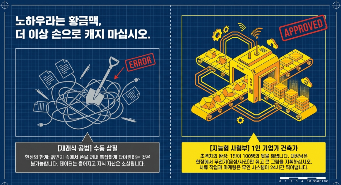 노하우라는 황금맥 — 수동 삽질 vs 지능형 사령부