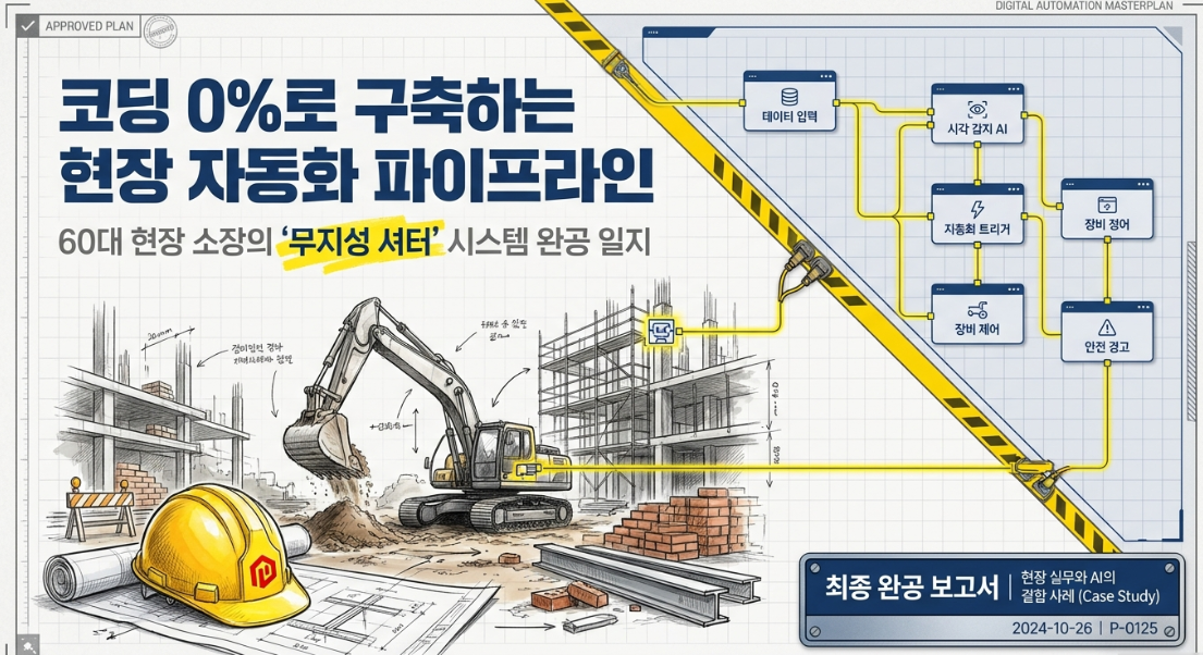 코딩 0%로 구축하는 현장 자동화 파이프라인 — 60대 현장 소장의 무지성 셔터 시스템 완공 일지