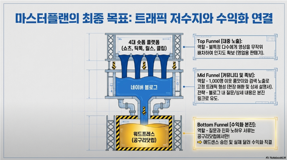 마스터플랜의 최종 목표 트래픽 저수지와 수익화 연결